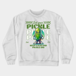 Funny Vegetarian Pickle Lover Keep Calm and Pickle-On Men Crewneck Sweatshirt